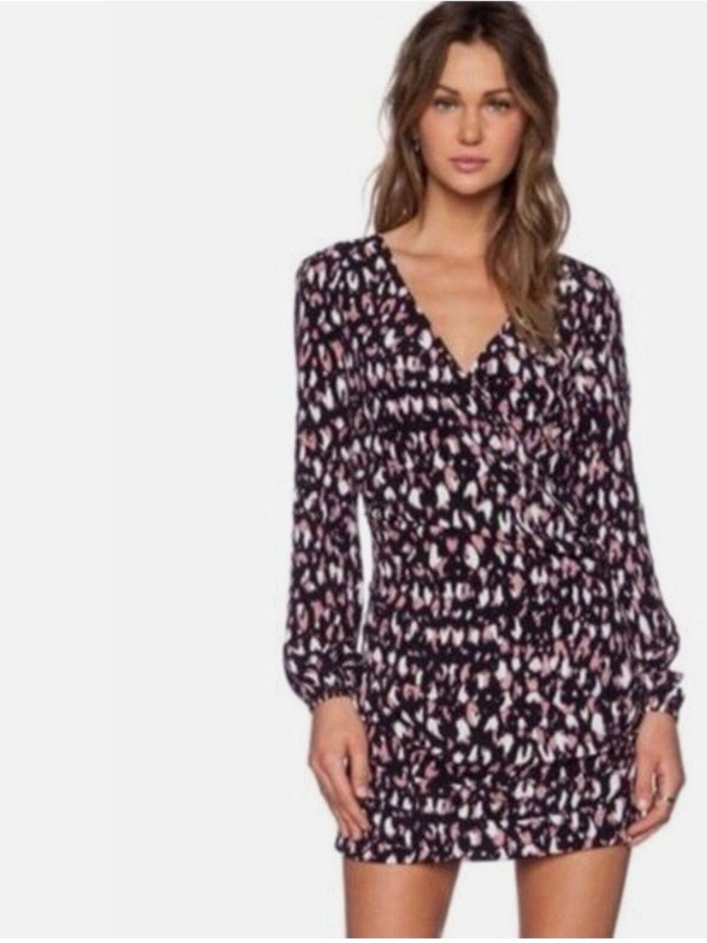 LOVERS + FRIENDS Jolene Animal Print Faux Wrap Dress size M